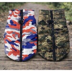 2 Lot Dog Winter Jacket Camo Waterproof Coat Dog Camouflage Coat Puffer Small